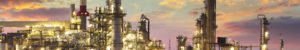 refinery at sunset