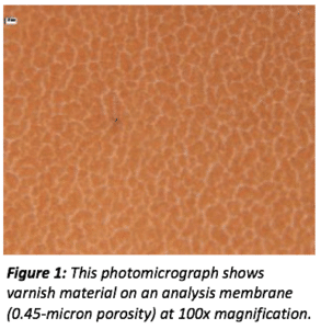 varnish material on analysis membrane